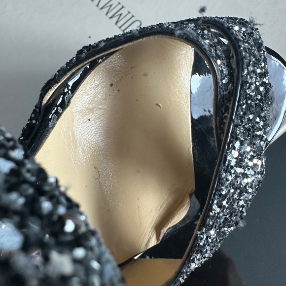 Jimmy Choo Black Glitter Vamp Ankle Strap
Platform Heels size 6 - Picture 5 of 11